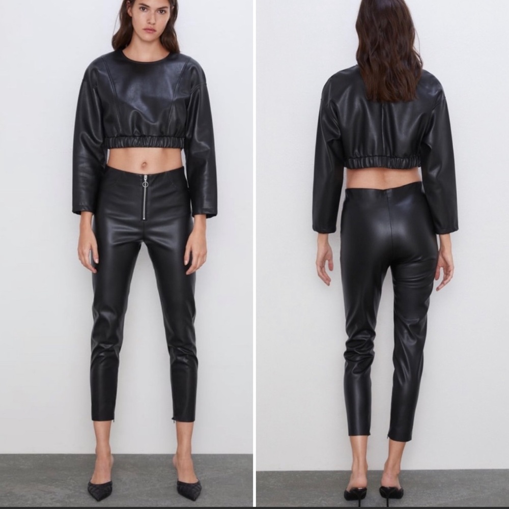 Zara Black Faux Leather Legging